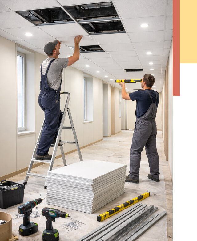 Ремонт потолка Армстронг в Набережных Челнах от 4571 руб. — быстро и недорого | ОТДЕЛОЧНИК-Нбр