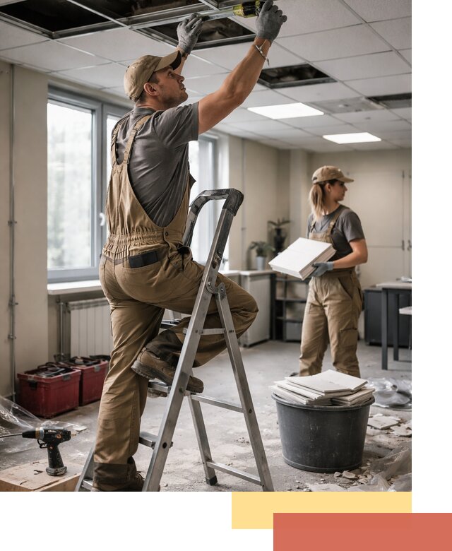 Ремонт потолка Армстронг и замена плит в Набережных Челнах