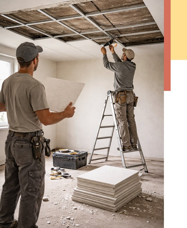 Замена плит подвесного потолка в Набережных Челнах от 1778 руб. быстро и недорого | ОТДЕЛОЧНИК-Нбр
