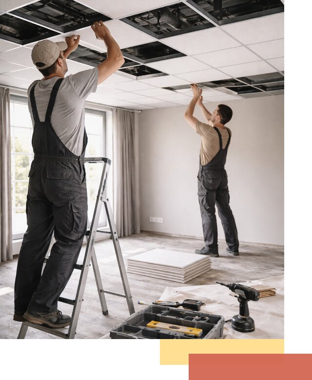 Замена плит подвесного потолка в Набережных Челнах быстро и качественно