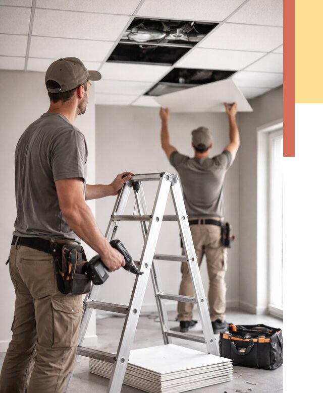 Обслуживание подвесного потолка в Набережных Челнах от 3555 руб. — быстро и недорого | ОТДЕЛОЧНИК-Нбр