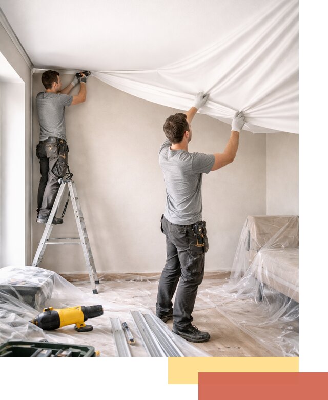 Монтаж тканевого натяжного потолка в Набережных Челнах недорого и быстро