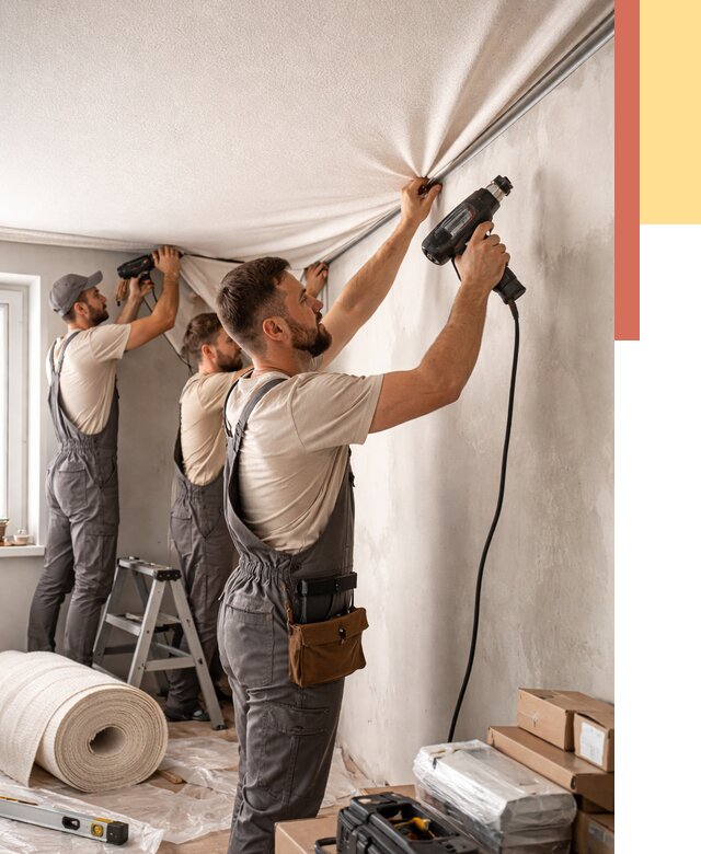 Монтаж фактурного натяжного потолка в Набережных Челнах от 762 руб. — ОТДЕЛОЧНИК-Нбр