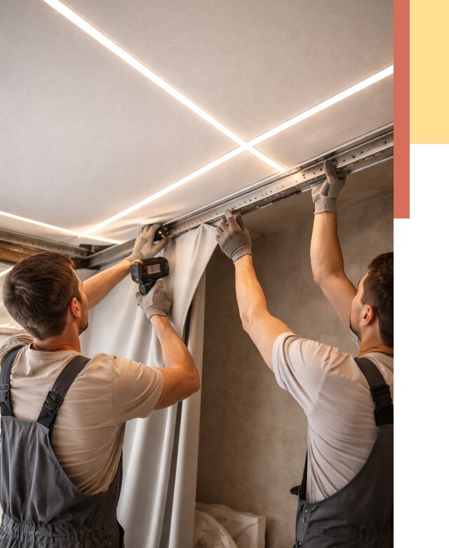 Монтаж натяжного потолка со световыми линиями в Набережных Челнах от 1219 руб. | ОТДЕЛОЧНИК-Нбр