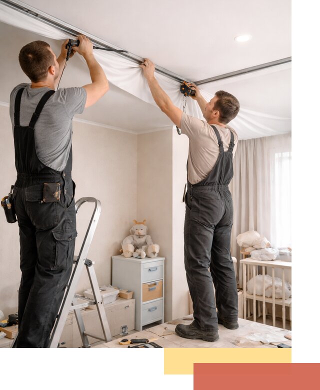 Монтаж натяжного потолка в детской комнате в Набережных Челнах