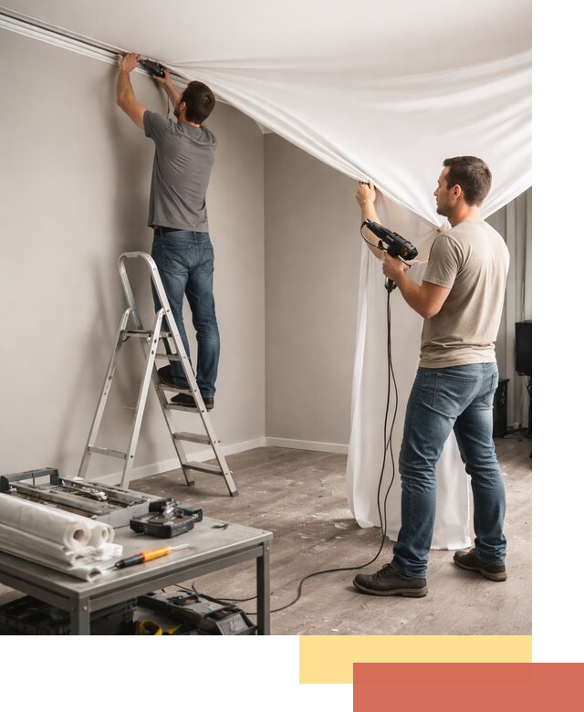 Монтаж натяжного потолка в студии в Набережных Челнах