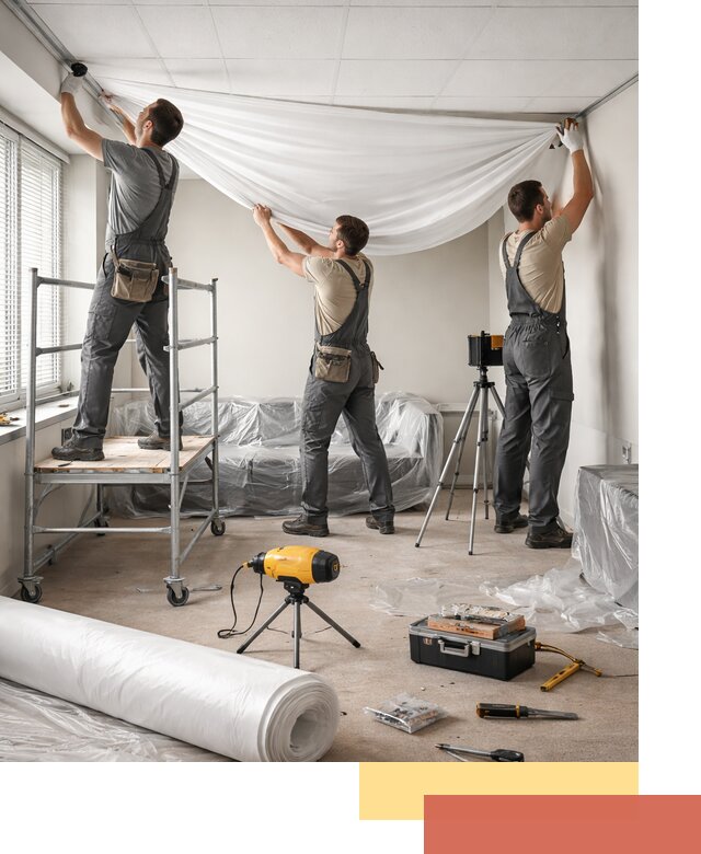 Монтаж натяжного потолка в офисе в Набережных Челнах