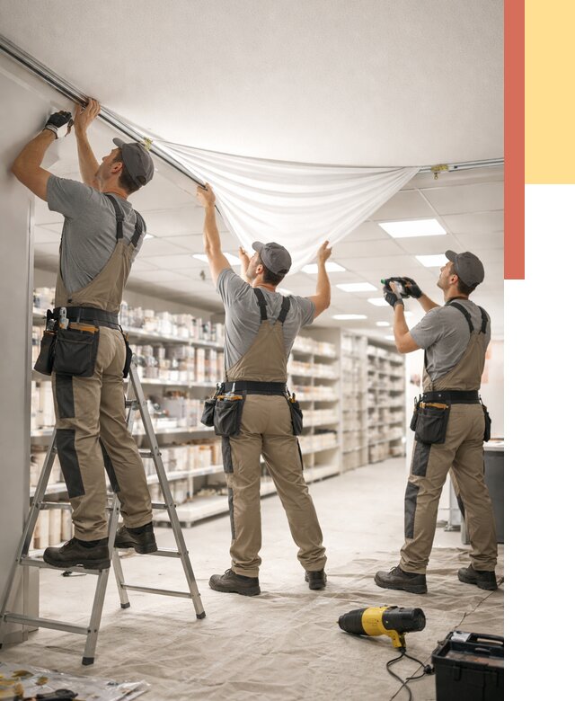 Монтаж натяжного потолка в магазине в Набережных Челнах от 4571 руб. быстро и недорого | ОТДЕЛОЧНИК-Нбр