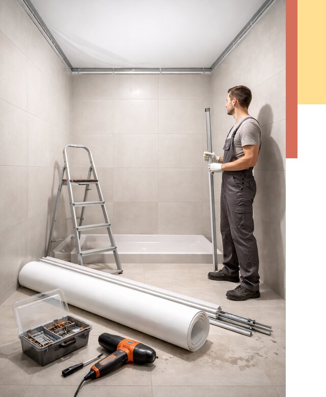 Монтаж натяжного потолка в санузле в Набережных Челнах от 1879 руб. — ОТДЕЛОЧНИК-Нбр