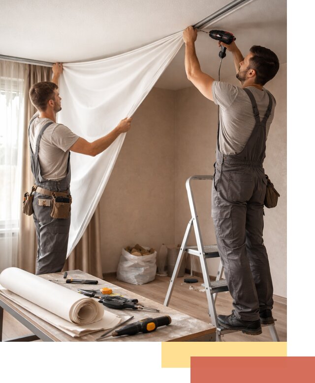 Замена полотна натяжного потолка в Набережных Челнах быстро и качественно