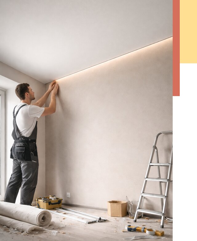 Теневые натяжные потолки в Набережных Челнах от 8330 руб. под ключ | ОТДЕЛОЧНИК-Нбр