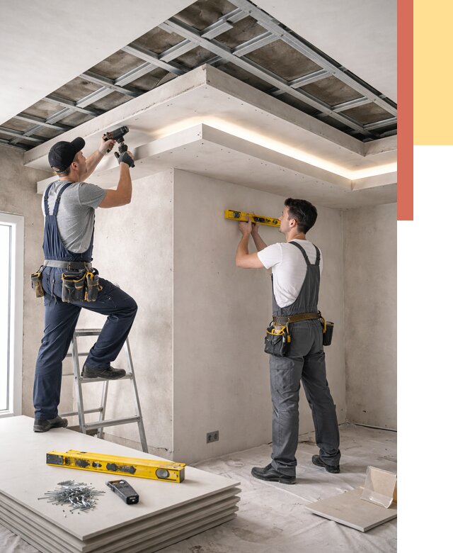 Двухуровневый потолок из гипсокартона в Набережных Челнах от 1473 руб. под ключ | ОТДЕЛОЧНИК-Нбр