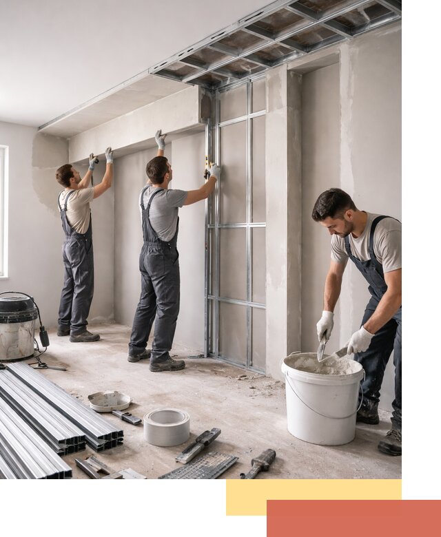 Монтаж потолка из гипсокартона с нишей в Набережных Челнах