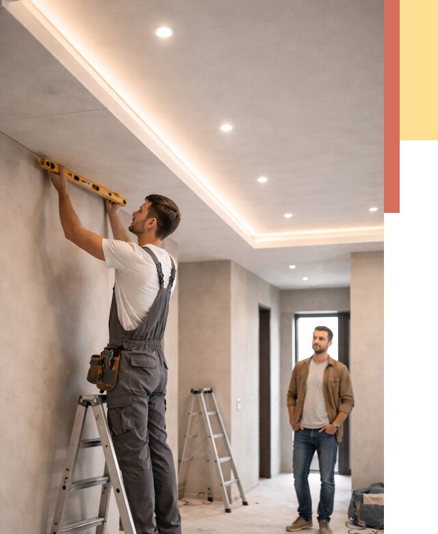 Потолок из гипсокартона с подсветкой в Набережных Челнах от 762 руб./м2 под ключ | ОТДЕЛОЧНИК-Нбр