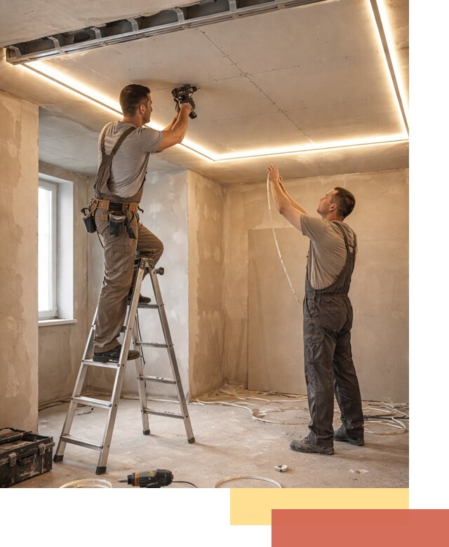 Потолок из гипсокартона с подсветкой в Набережных Челнах