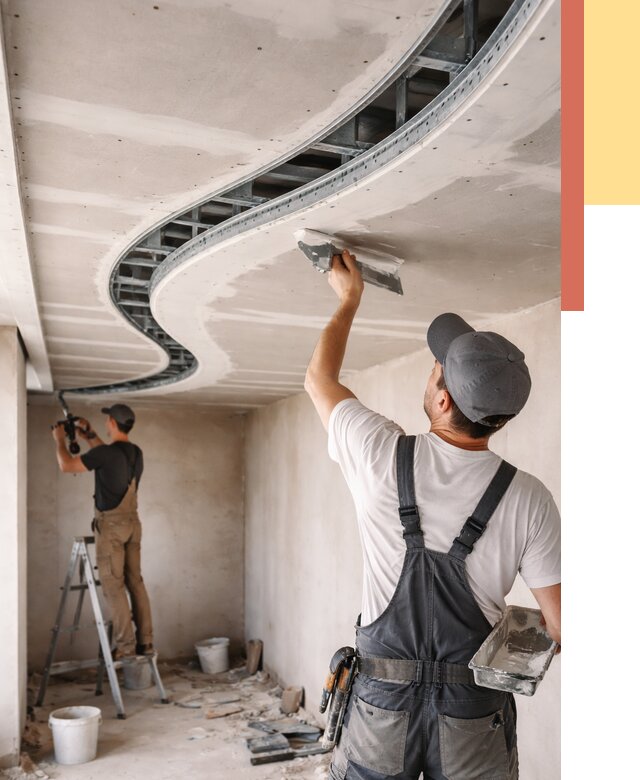 Криволинейный потолок из гипсокартона в Набережных Челнах от 2133 руб./м2 | ОТДЕЛОЧНИК-Нбр