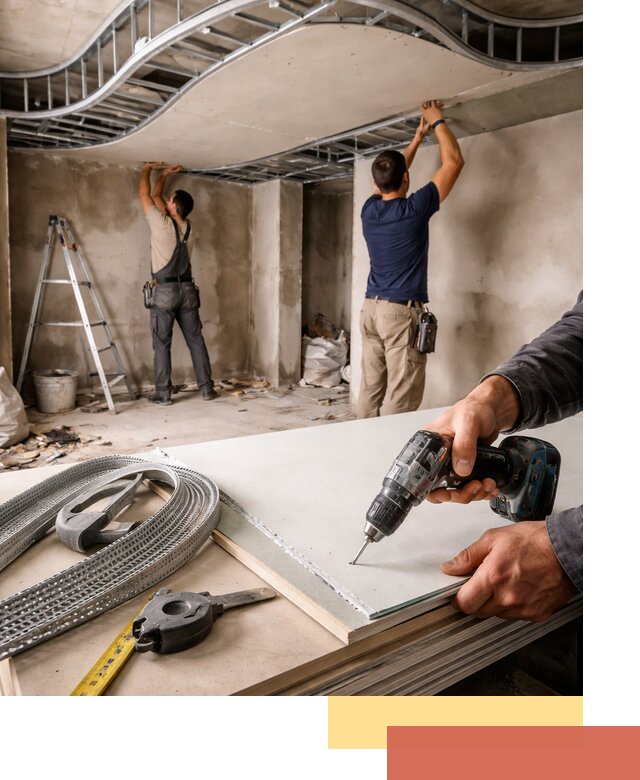 Криволинейный потолок из гипсокартона в Набережных Челнах — монтаж и отделка