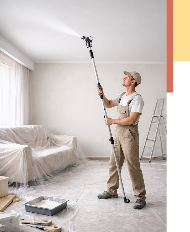 Покраска потолка краскопультом в Набережных Челнах от 4571 руб. быстро и недорого | ОТДЕЛОЧНИК-Нбр