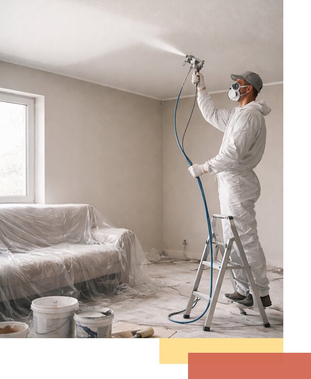 Покраска потолка краскопультом в Набережных Челнах быстро и качественно